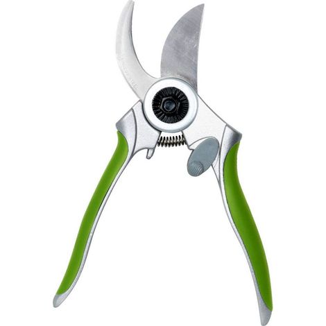 Sécateur acier inox lames courbes 175 mm vert (1/2)