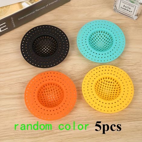 Lot de 5 filtres de vidange d’évier de couleurs aléatoires – Maille anti-obstruction et anti-nuisible pour cuisine/salle de bain, Facile à nettoyer et durable (1/5)
