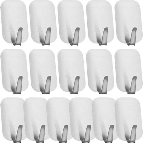 Gancho Adhesivo Resistente - Acero Inoxidable 304 - Para Toallas Abrigos Sombreros - Carga Máxima 3,6 kg - 16 Unidades (1/5)