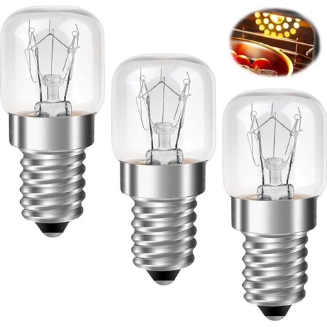 Ampoule Four E14 - Lot de 3 - Verre G45 - Résistante 300 Degrés - Pour Four Micro-onde Réfrigérateur - Blanc Chaud 2300K (1/5)