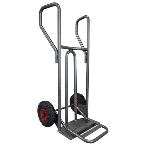 Diable acier Stockman DVPF400-RINC-BR tablier incurvé poignée fermée 400kg roues premium increvables bavette rabattable
