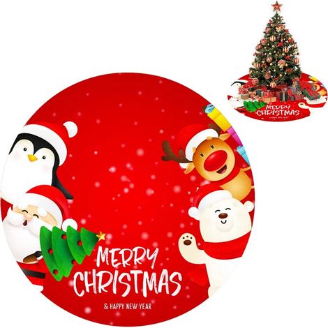 Tapis de sapin de Noël, tapis de sapin de Noël de 90 cm, protection pour pied de sapin, décoration de sapin de Noël, décorations de fêtes (1/5)
