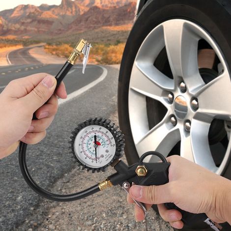 220 PSI Reifendruckpistole mit Manometer, passend für LKWs und Motorräder (1/5)