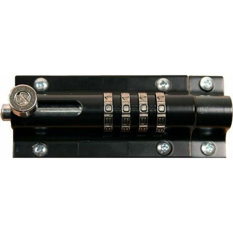 4-digit combination padlock, with a sleek black finish, ideal for securing your belongings. (1/5)