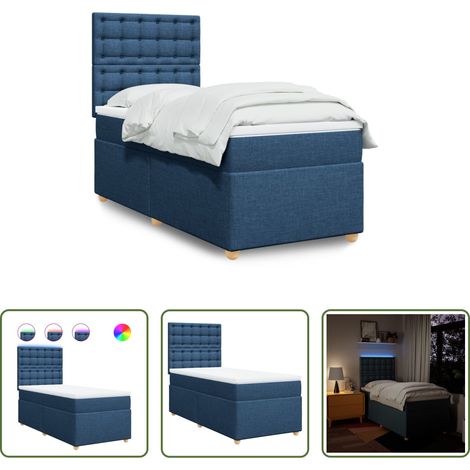 Matratze - Boxspringbett mit Matratze Blau 90x190 cm Stoff (1/5)
