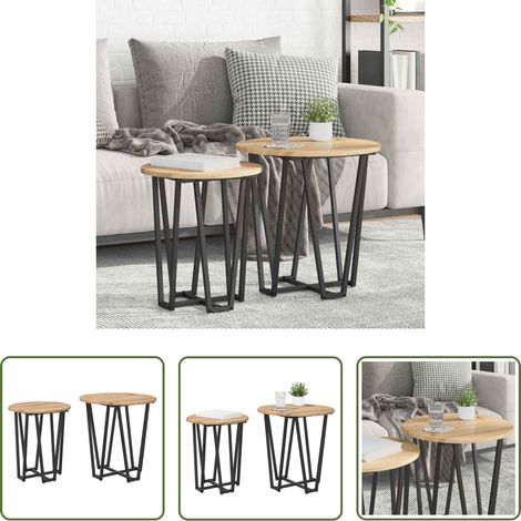 Holzbeistelltisch - Beistelltisch-Set 2 pcs Artisan Eiche und Schwarz (1/5)