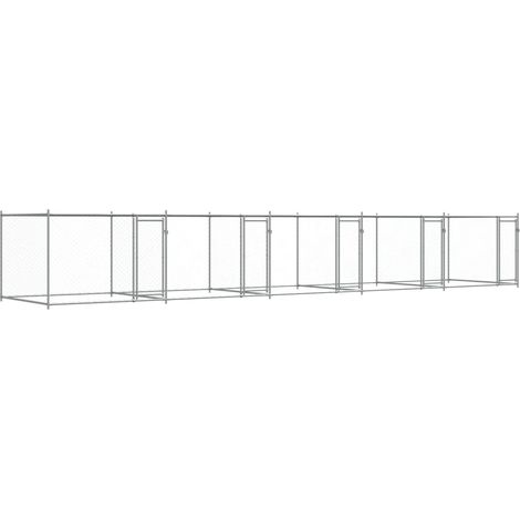 Gabbia per cani con porte 10 x 2 x 1,5 m acciaio zincato grigio 020041622
