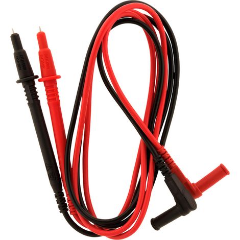Lot de 2 cordons pointe de touche Ø4mm avec fiche coudée : 1 rouge + 1 noir - Zenitech (1/5)