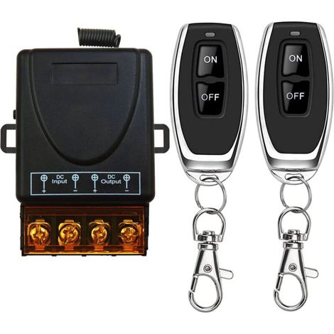 Commutateur de télécommande sans fil 433Mhz Contrôle radio DC 12V 24V 36V 48V 12V-75V 40A Relais récepteur et émetteur porte-clés pour l'éclairage des appareils ménagers de la pompe à eau (1/5)