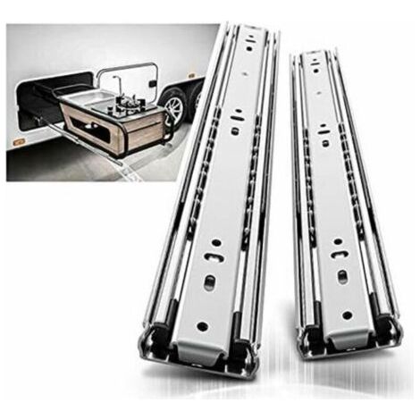 Glissières à billes extension totale 400 mm, charge 68 kg, paire robuste (1/4)