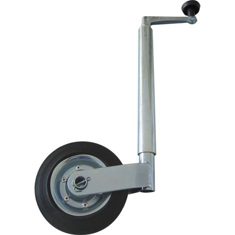 Maxter – Roue jockey de remorque 35 mm – Capacité 75 kg – Tube réglable 300-345 mm – Roulette acier 160 mm pour terrains irréguliers
