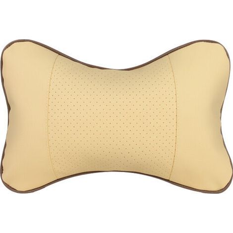 (Beige) 2er-Pack Auto-Nackenkissen, bequemes PU-Leder, weiche Polsterung (1/4)