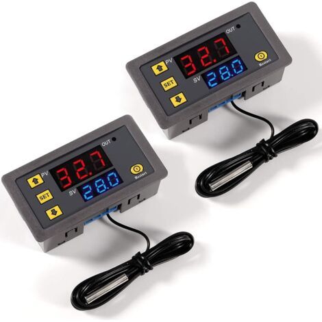 2 pièces contrôleur de température numérique, thermostat led 12v 20a, sonde ntc 10k, plage -50 à 110°c, pour réfrigérateur congélateur (1/5)