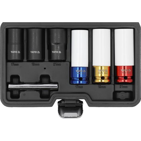 Schlagsocket-Set mit Ausdrehern für Alufelgen 1/2", 7-tlg. (1/4)
