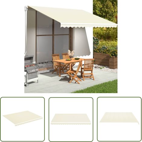 The Living Store Tissu de remplacement pour auvent Crème 4,5x3,5 m - Tissu D'ombrage - Auvent De Jardin - Toile D'auvent - Parasol De Jardin - Protection Solaire (1/5)