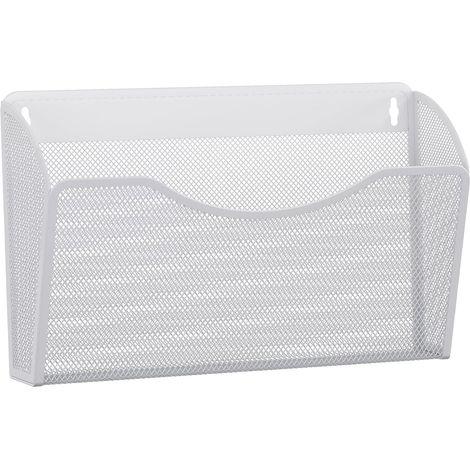 1 Tasche, Querformat, Metall, Wandmontierter Zeitschriftenhalter, A4, Hängender Dokumentenhalter, Hängender Schreibtisch-Organizer, Papieraufbewahrungskorb, Wandmontierter Postbehälter, Weiß (1/5)