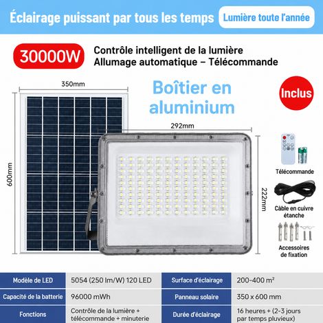 Projecteur LED solaire extérieur 31000X avec télécommande et câble 15 m 31000x 15 1 × 1 × 1 cm 1 g – Livraison gratuite