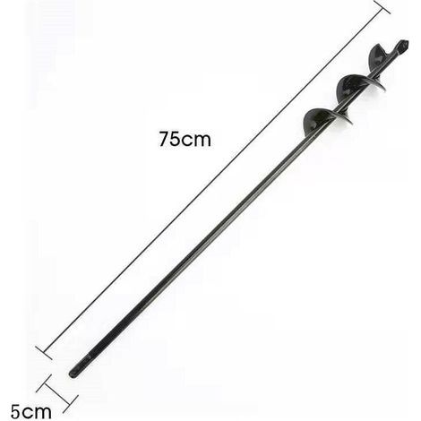 Perceuse, perceuse de sol pour l'installation de clôtures, perceuse à main, petite perceuse à barre de torsion, accessoires de jardin, ameublissement de plantation de fleurs (noir - diamètre 5 cm x lo (1/5)