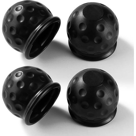 4 Pièces Cache Boule Attelage, 50mm Barre de Remorquage Boule Attelage Caoutchouc, Capuchon de Protection de Boule d'attache Remorque, pour Remorque, Camions, Voiture, Noir (1/5)
