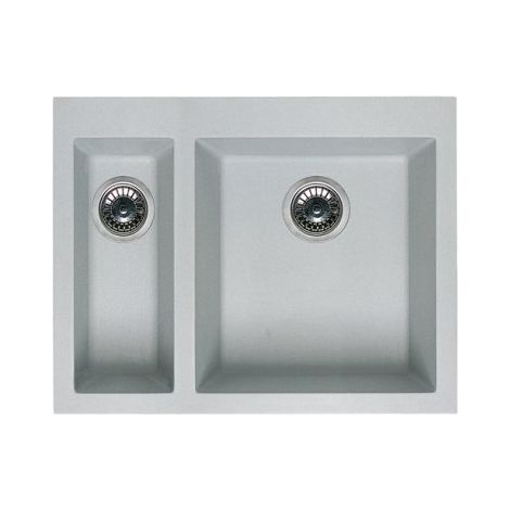 Lavello Elleci Incasso 2 vasche 56x44 Quadra 150 Sottotop Granitek Nero Pietra LGQ15054BSO (1/3)