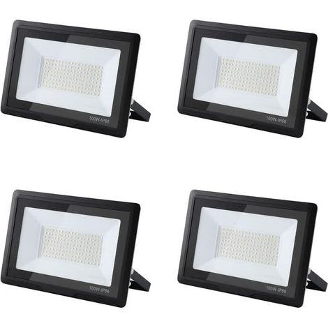 Projecteur LED Extérieur 100W, 10000LM Super Brillant, IP66 Étanche, 3000K Blanc Chaud pour Garage, Jardin, Terrasse, Cour(4pcs)