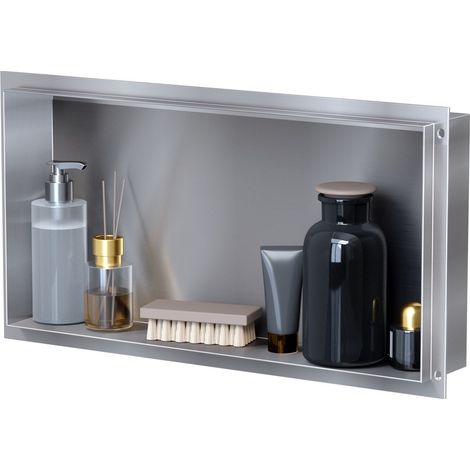 VILSTEIN Duschnische 30x60 cm Unterputz Wandnische Edelstahl Randloses Duschregal mit Ablage (1/5)