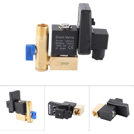 Valvola di scarico automatica G1/2 DN15, valvola di scarico elettronica temporizzata automatica per la gestione della condensa del compressore d'aria (AC230V) (1/5)