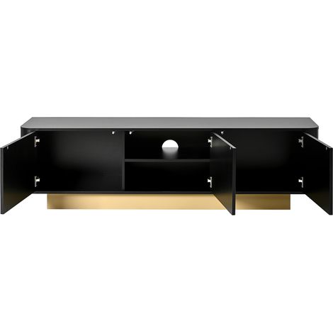 Mueble TV bajo negro 170 x 40,5 x 47 cm con 3 puertas y gestión de cables MODENUIT (1/5)