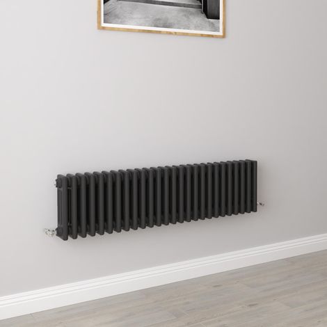 AICA 300x1190mm 3 Column Horizontal Black Radiator Central Heating Cast Iron Style (1/5)