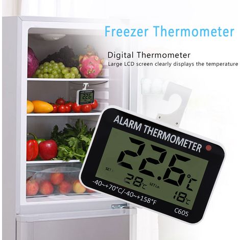 Grand thermomètre numérique LCD pour réfrigérateur/congélateur avec support (1/5)