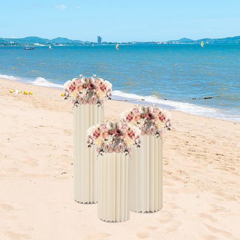 YISSALE-3 klappbare Säulendisplays, 60 cm/80 cm/100 cm große Kartondisplays für Hochzeitsblumen, Tischdisplays aus Papier mit Acryldeckel. (1/5)