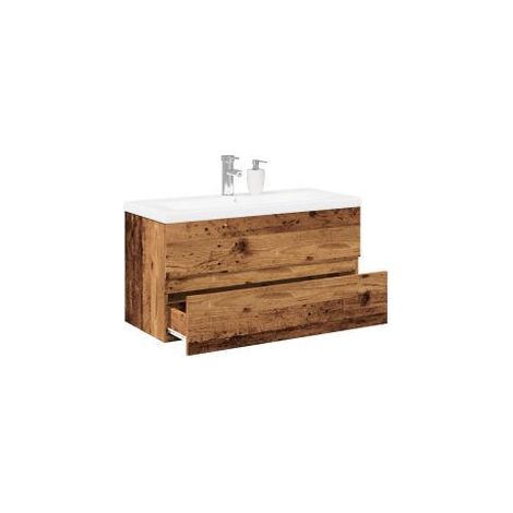 Meuble avec vasque intégrée vieux bois 91x39,5x49