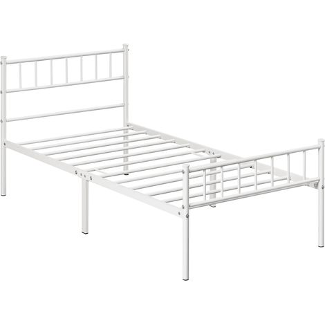 Homevive Cama de Metal con Marco de Metal, Cama de Invitados, Cama Individual/Doble, Moderno Marco de Cama Juvenil con somier para Dormitorio, habitación de Invitados, 90 x 190 cm, Color Blanco

Visit (1/5)