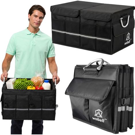 ORGANIZZATORE PER BAGAGLIAIO AUTO, CASSETTA PORTAOGGETTI RIGIDA, GRANDE, PIEGHEVOLE, WOBELL (1/5)