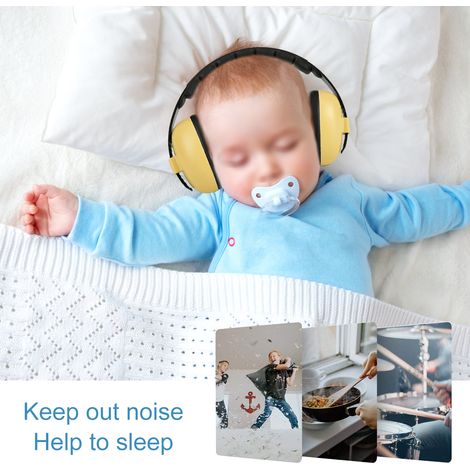Bouchons d'oreille enfants anti-bruit pliables - Réducteur de son compact, couleur jaune pour bébé, protection auditive confortable. (1/5)