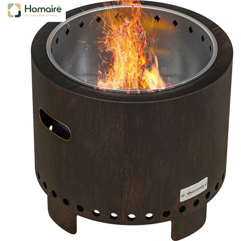 HOMAIRE Feuerschale rauchfreie Tischfeuerstelle Metall Schwarz für Garten und Camping
