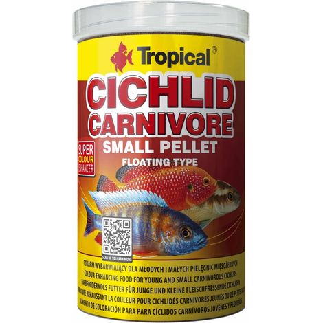 Mangime in pellet per ciclidi tropicali carnivori, piccoli, 1000 ml/360 g
