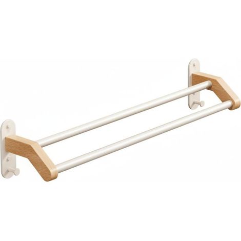 Porte-serviettes double en bois standard, installation facile, s 60 cm (1/5)