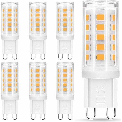 Lampadine LED G9, 4W equivalenti a 40W con attacco alogeno, 400 lm, bianco caldo 3000K, angolo di rotazione 360°, non dimmerabili, per illuminazione a soffitto, cucina, confezione da 6 [Classe energet