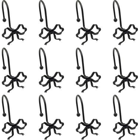 Set mit 12 Duschvorhanghaken, Gardinenstangenhaken, Gardinenringen, dekorativen Duschvorhanghaken aus Metall, 3D-Knotendesign, rostfrei und feuchtigkeitsbeständig (1/5)