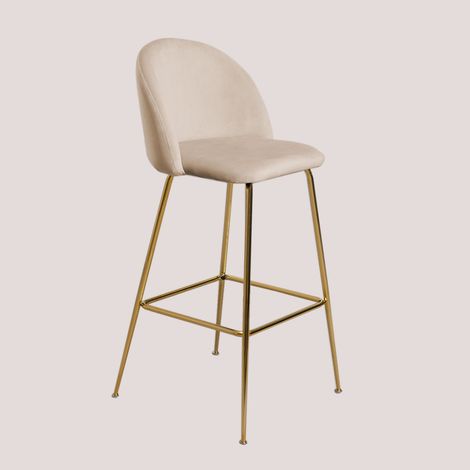 Taburete alto en terciopelo Kana Design SKLUM        Marrón Trigo Dorado    