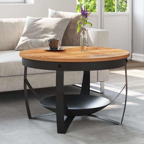 vidaXL Mesa de centro de madera maciza de acacia Ø68x43 cm (1/5)