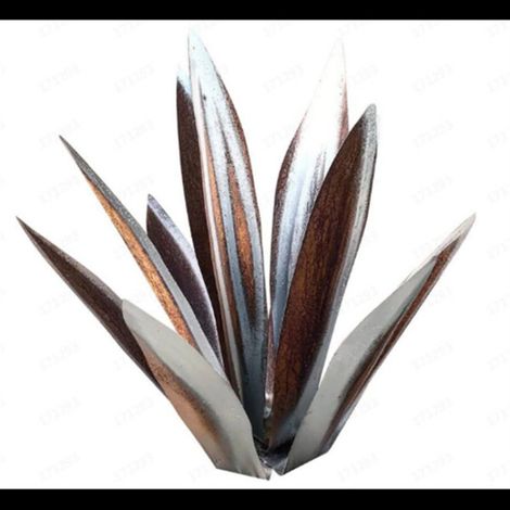 Ornement décoratif en fer forgé représentant une plante d'agave, inspiré de la tequila, pour la maison ou le jardin, couleur argent, 55 cm. (1/4)