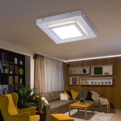 Plafoniera LED lampada da soggiorno plafoniera sala da pranzo, metallo alluminio argento, 10W 570lm 3000K bianco caldo, L 30 cm