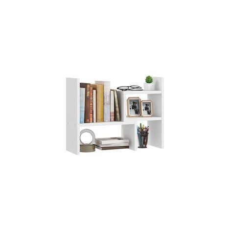 Modulares Schreibtischregal, multifunktionaler Schreibtischorganizer, 2-teilig, MDF, weiß