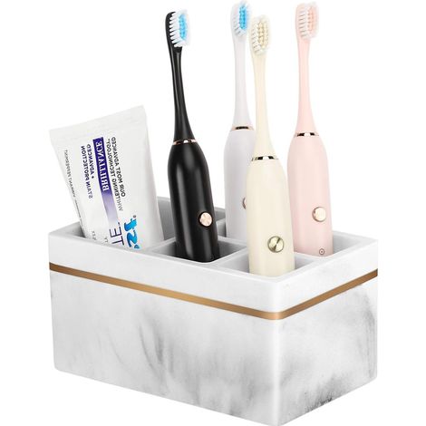 Porte Brosses à Dents en Résine Marbré avec Trou de Drainage (1/5)