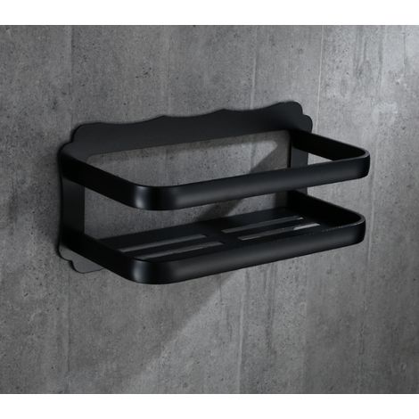 Handtuchhalter-Set aus Aluminium für Badezimmeraccessoires (Ablagefach – schwarz lackiert) (1/5)