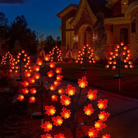 Lampe Solaire Extérieure Décorative - Design Feuille D Érable et Citrouille - 20 LED - Pour Jardin Cour ou Extérieur - 1 Pièce (1/5)