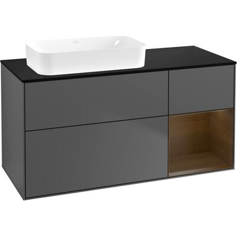 V&B Waschtischunterschrank Wandbeleuchtung Finion 120x60 cm, Reg re wal ven, Anthrac. matt (1/2)