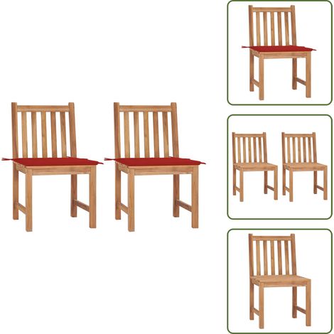 Chaises de jardin lot de 2 avec coussins Bois de teck massif - Chaise De Jardin - Fauteuil De Jardin - Mobilier De Jardin - Teck - Chaise Extérieure (1/5)
